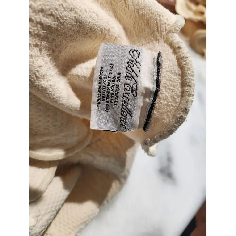 Vintage 100% Cotton PALE YELLOW MATELASSE KING SHAMS 21